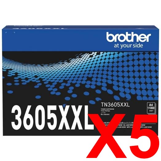 5 x Genuine Brother TN-3605XXL Toner Cartridge Super High Yield