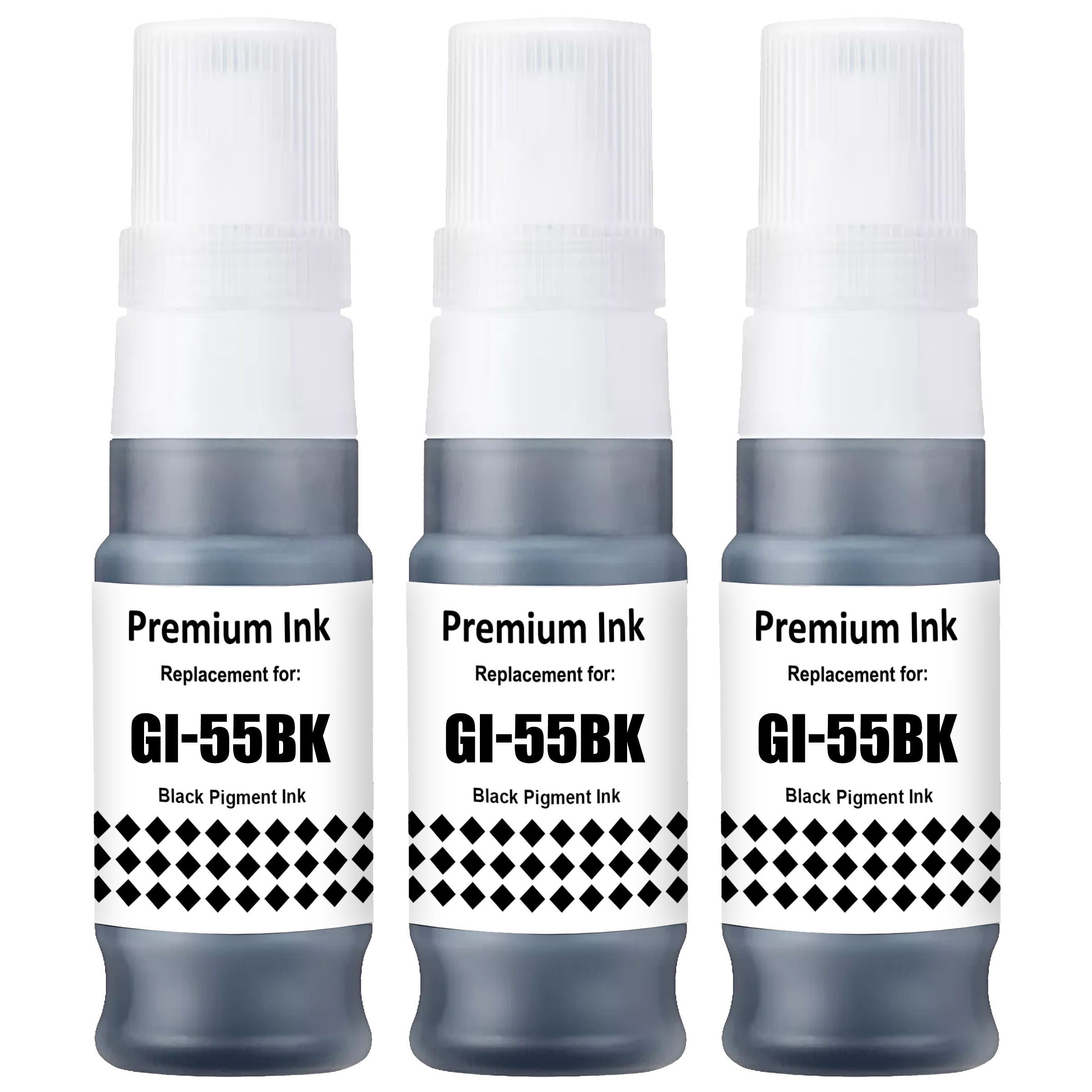 3 x Compatible Canon GI-55BK Black Ink Bottle