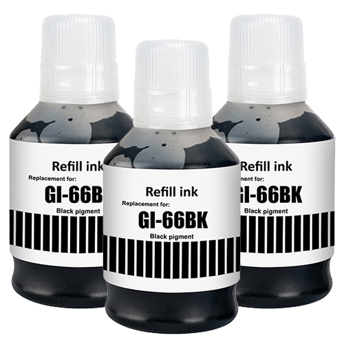3 x Compatible Canon GI-66BK Black Ink Bottle