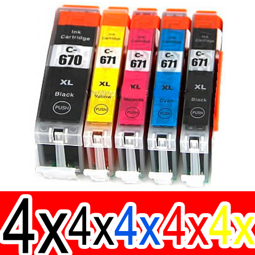 20 Pack Compatible Canon PGI-670XL CLI-671XL Ink Cartridge Set (4BK,4PBK,4C,4M,4Y)