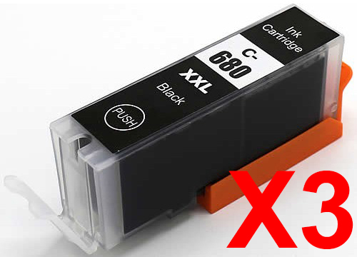 3 x Compatible Canon PGI-680XXLBK Black Ink Cartridge Extra High Yield
