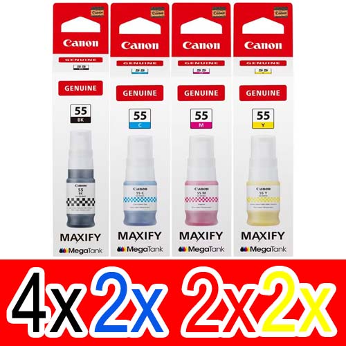 10 Pack Genuine Canon GI-55 GI55 Ink Bottle Set (4BK,2C,2M,2Y)