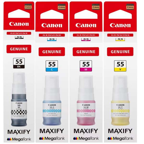 4 Pack Genuine Canon GI-55 GI55 Ink Bottle Set (1BK,1C,1M,1Y)