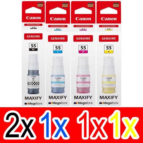 5 Pack Genuine Canon GI-55 GI55 Ink Bottle Set (2BK,1C,1M,1Y)
