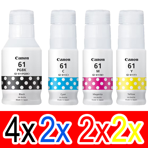 10 Pack Genuine Canon GI-61 GI61 Ink Bottle Set (4BK,2C,2M,2Y)
