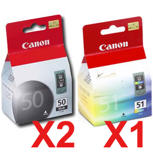 3 Pack Genuine Canon PG-50 CL-51 Ink Cartridge Set (2BK,1C)