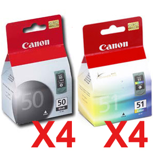 8 Pack Genuine Canon PG-50 CL-51 Ink Cartridge Set (4BK,4C)