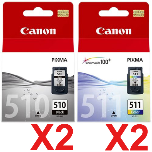 4 Pack Genuine Canon PG-510 CL-511 Ink Cartridge Set (2BK,2C)