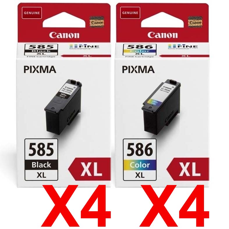 8 Pack Genuine Canon PG-585XL CL-586XL Ink Cartridge Set High Yield (4BK,4C)