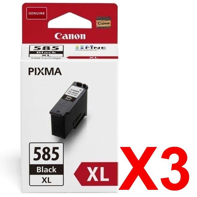 3 x Genuine Canon PG-585XL Black Ink Cartridge High Yield
