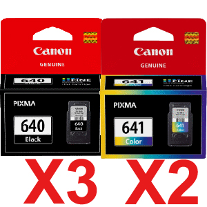 5 Pack Genuine Canon PG-640 CL-641 Ink Cartridge Set Standard Yield (3BK,2C)