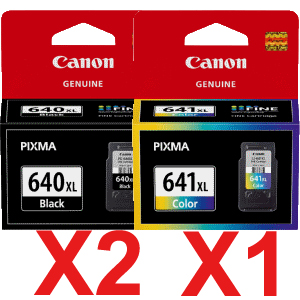 3 Pack Genuine Canon PG-640XL CL-641XL Ink Cartridge Set High Yield (2BK,1C)