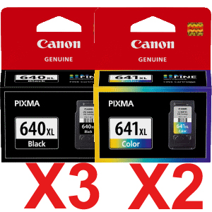 5 Pack Genuine Canon PG-640XL CL-641XL Ink Cartridge Set High Yield (3BK,2C)