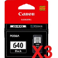3 x Genuine Canon PG-640 Black Ink Cartridge Standard Yield