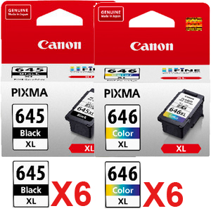 12 Pack Genuine Canon PG-645XL CL-646XL Ink Cartridge Set High Yield (6BK,6C)