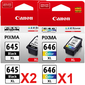 3 Pack Genuine Canon PG-645XL CL-646XL Ink Cartridge Set High Yield (2BK,1C)