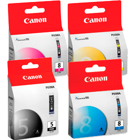 4 Pack Genuine Canon PGI-5 CLI-8 Ink Cartridge Set (1BK,1C,1M,1Y)