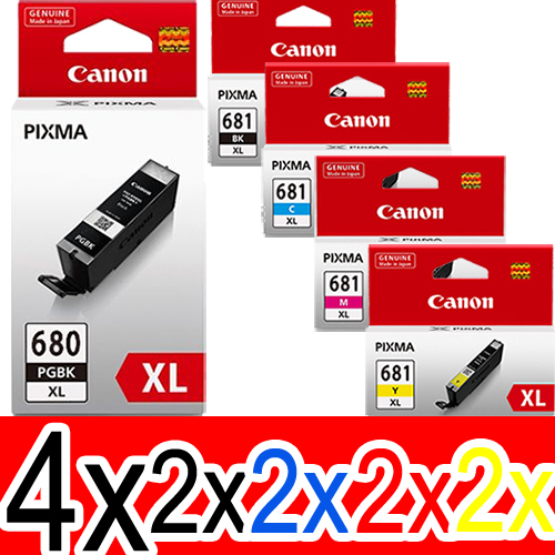 12 Pack Genuine Canon PGI-680XL CLI-681XL Ink Cartridge Set High Yield (4BK,2PBK,2C,2M,2Y)
