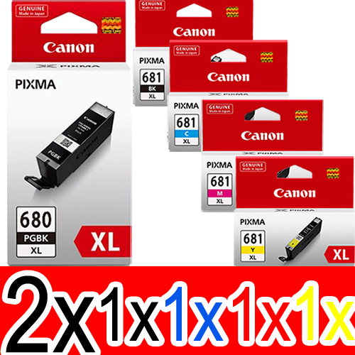 6 Pack Genuine Canon PGI-680XL CLI-681XL Ink Cartridge Set High Yield (2BK,1PBK,1C,1M,1Y)