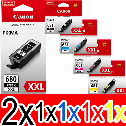 6 Pack Genuine Canon PGI-680XXL CLI-681XXL Ink Cartridge Set Extra High Yield (2BK,1PBK,1C,1M,1Y)