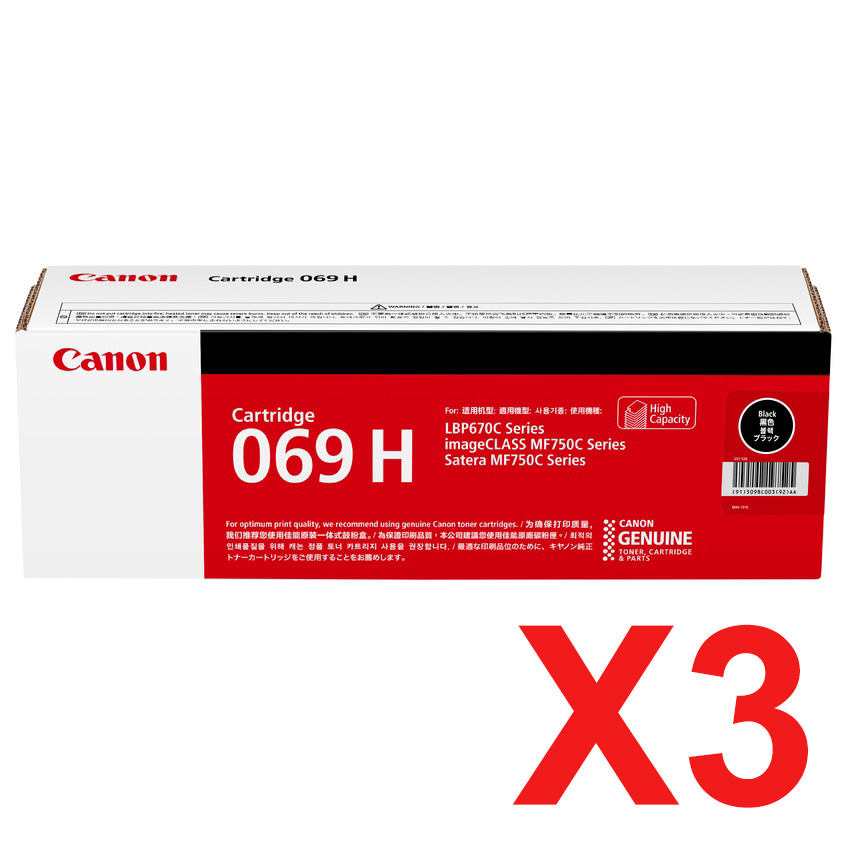 3 x Genuine Canon CART-069BKH Black Toner Cartridge High Yield