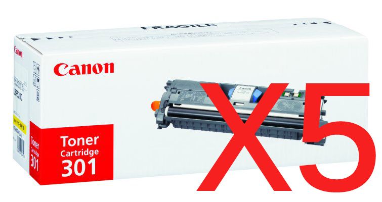 5 x Genuine Canon CART-301BK Black Toner Cartridge