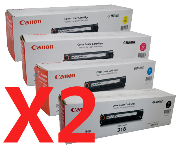 2 Lots of 4 Pack Genuine Canon CART-316 Toner Cartridge Set