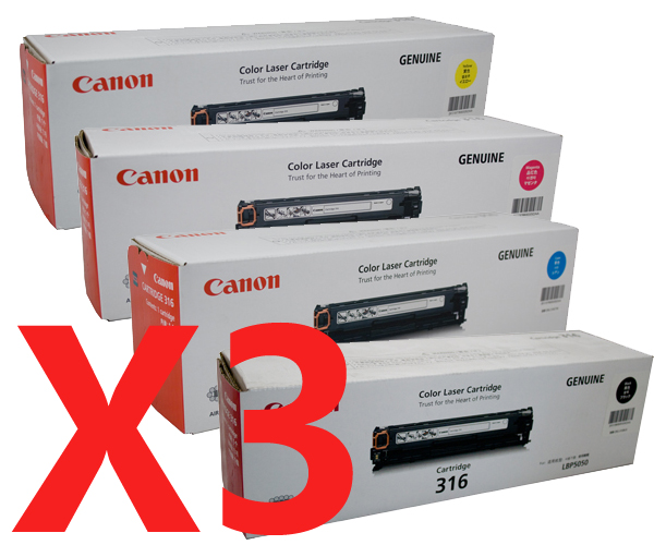 3 Lots of 4 Pack Genuine Canon CART-316 Toner Cartridge Set
