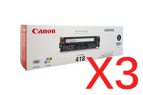 3 x Genuine Canon CART-418BK Black Toner Cartridge