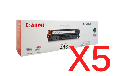 5 x Genuine Canon CART-418BK Black Toner Cartridge