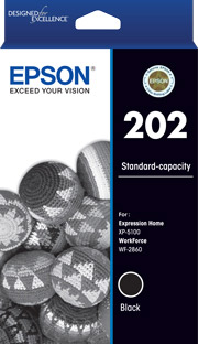 1 x Genuine Epson 202 Black Ink Cartridge Standard Yield