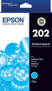 1 x Genuine Epson 202 Cyan Ink Cartridge Standard Yield