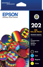 1 x Genuine Epson 202 4 Colour BCMY Ink Cartridge Value Pack Standard Yield