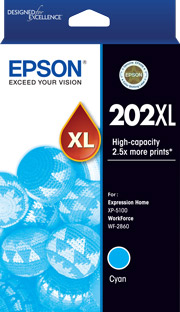1 x Genuine Epson 202XL Cyan Ink Cartridge High Yield