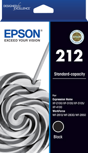 1 x Genuine Epson 212 Black Ink Cartridge Standard Yield