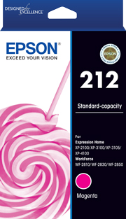 1 x Genuine Epson 212 Magenta Ink Cartridge Standard Yield