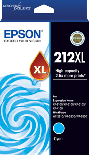 1 x Genuine Epson 212XL Cyan Ink Cartridge High Yield