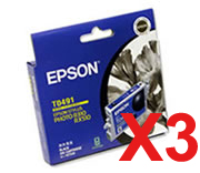 3 x Genuine Epson T0491 Black Ink Cartridge
