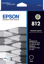 1 x Genuine Epson 812 Black Ink Cartridge Standard Yield