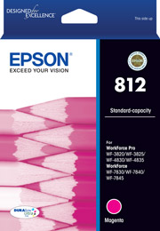 1 x Genuine Epson 812 Magenta Ink Cartridge Standard Yield