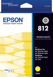 1 x Genuine Epson 812 Yellow Ink Cartridge Standard Yield