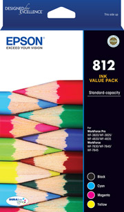 1 x Genuine Epson 812 4 Colour BCMY Ink Cartridge Value Pack Standard Yield