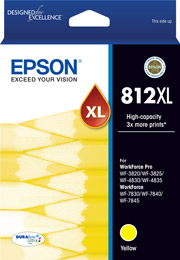 1 x Genuine Epson 812XL Yellow Ink Cartridge High Yield