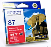 1 x Genuine Epson T0877 Red Ink Cartridge