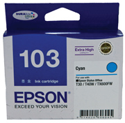 1 x Genuine Epson T1032 103 Cyan Ink Cartridge Extra High Yield