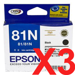 3 x Genuine Epson T0811 T1111 81N Black Ink Cartridge High Yield