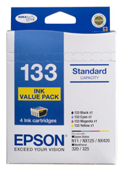 1 x Genuine Epson 133 T1331 T1332 T1333 T1334 Ink Cartridge Value Pack Standard Yield