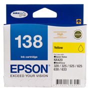 1 x Genuine Epson T1384 138 Yellow Ink Cartridge High Yield