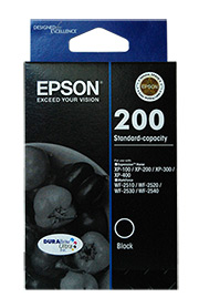 1 x Genuine Epson 200 Black Ink Cartridge Standard Yield