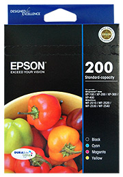 1 x Genuine Epson 200 Ink Cartridge Value Pack Standard Yield